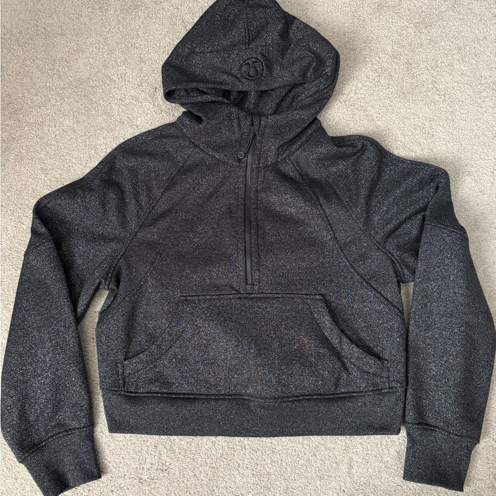 Lululemon Scuba Oversized Half-Zip Hoodie in Sparkle Black size XS/S